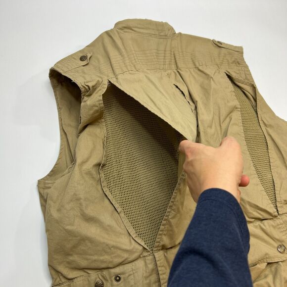 Humvee Fishing Vest Mens 2XL XXL Beige Cotton V Neck Zip Up Multi Pockets *READ - Picture 9 of 12
